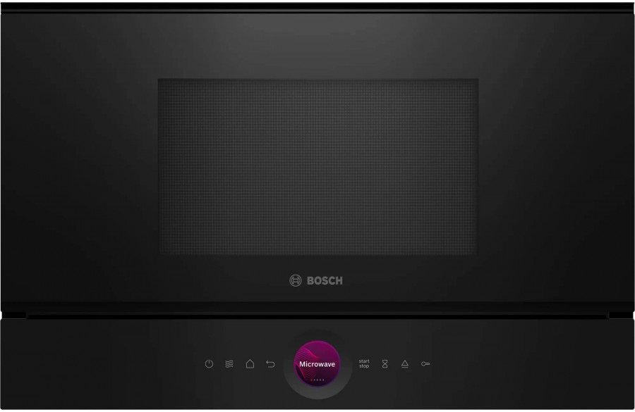 Мікрохвильова піч Bosch вбудовувана, 21л, електр. управл., 900Вт, дисплей, чорний фото