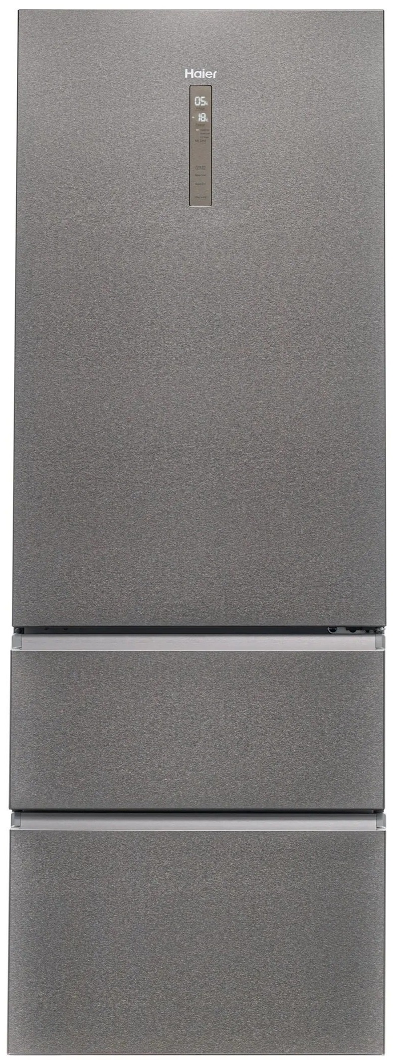 Холодильник Haier багатодверний, 200.6x70х67.5, холод.відд.-343л, мороз.відд.-140л, 3дв., А++, NF, інв., дисплей, зона нульова, нерж фото