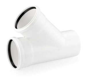 Трійник каналізаційний Rehau Raupiano Plus, 110-90мм, 45°, поліпропілен, білий фото