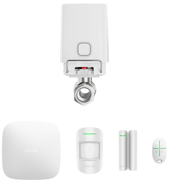 Комплект охоронної сигналізації Ajax StarterKit 2 + Розумний кульовий кран Ajax WaterStop 1/2", білий фото