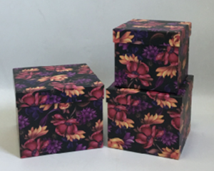 Подарункові коробки UFO W5230 Набір 3 шт Flowers1 квадр. фото