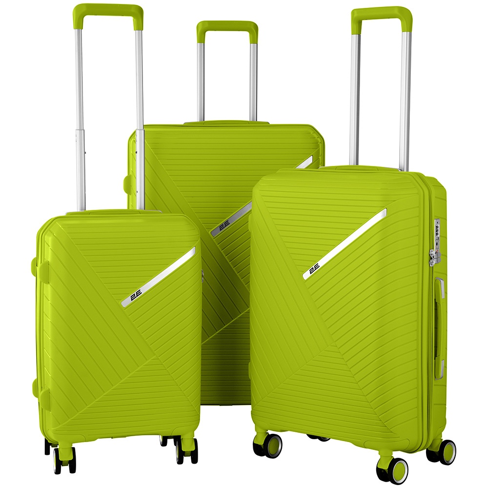 Набір пластикових валіз 2E, SIGMA,(L+M+S), 4 колеса, зелене яблуко фото