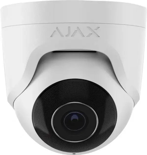 IP-Камера дротова Ajax TurretCam, 8мп, 2.8мм, Poe, True WDR, IP 65, ІЧ 35м, аудіо, кут огляду 100° до 110°, купольна, біла фото