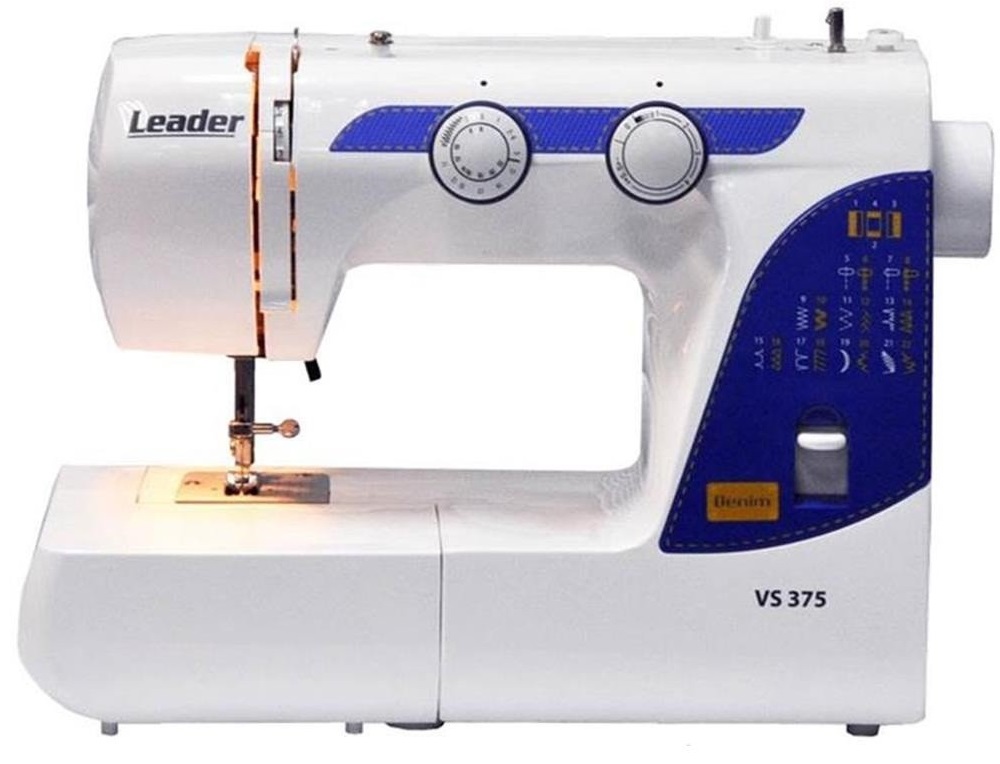 Швейна машина LEADER VS375, електромех., 70Вт, 22 шв.оп., петля напівавтомат, білий + синій фото
