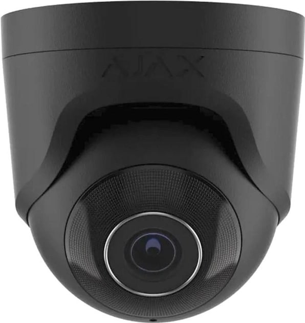 IP-Камера дротова Ajax TurretCam, 8мп, 4мм, Poe, True WDR, IP 65, ІЧ 35м, аудіо, кут огляду 75°до 85°, купольна, чорна фото