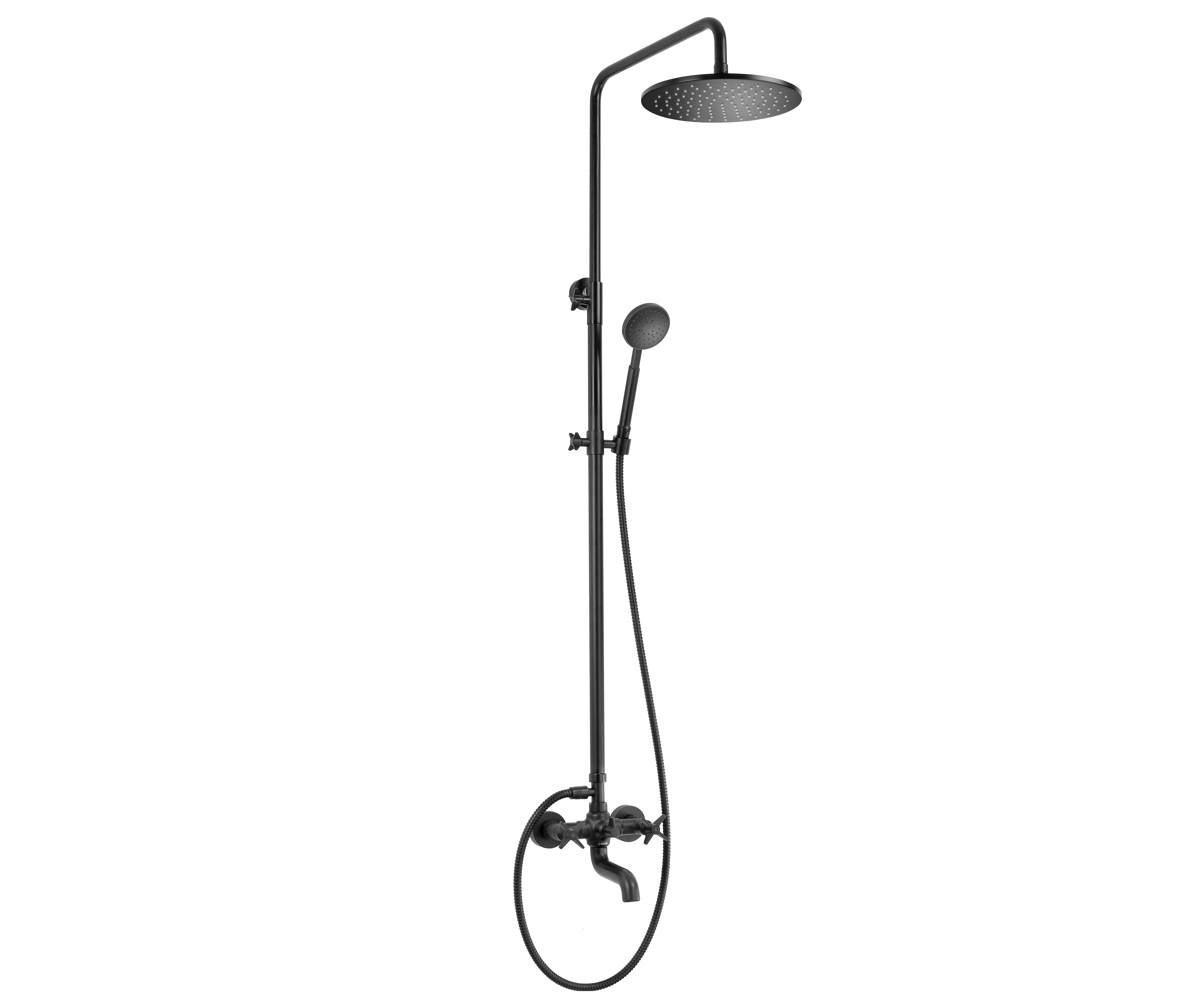 Душова система Deante Temisto зі змішувачем для ванни, душ - верхній душ, лійка, кріпл. - на стійці, чорний фото