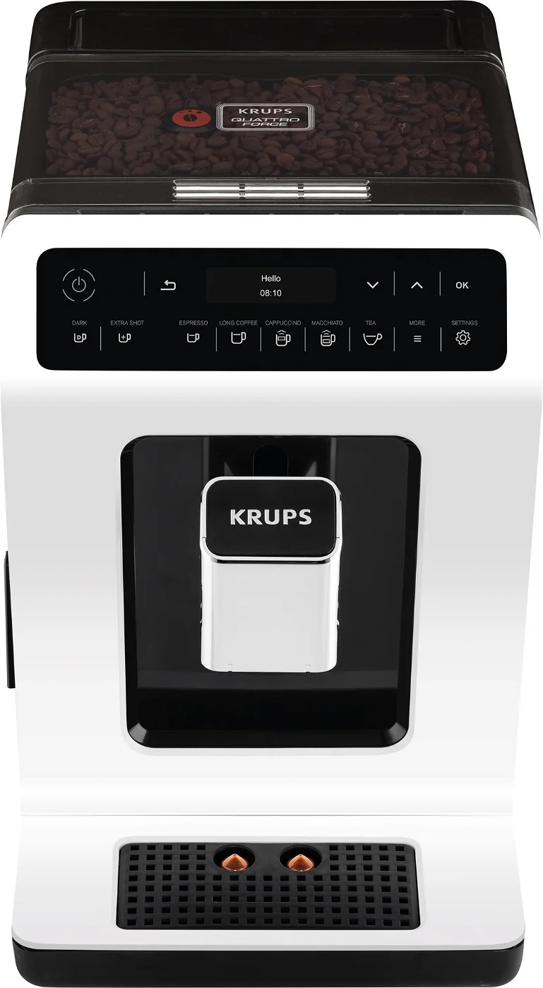 Кавомашина Krups Evidence 2.3л, зерно, автомат.капучинатор, дисплей, авторецептів - 11, сенсор.керування, білий фото