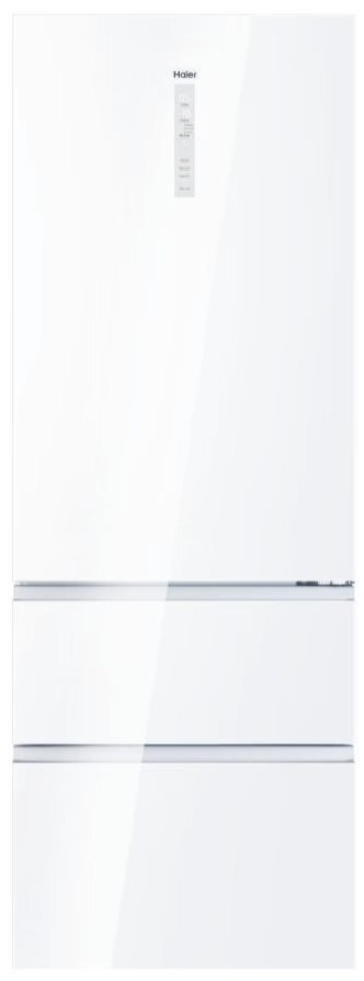 Холодильник Haier багатодверний, 200.6x70х67.5, холод.відд.-343л, мороз.відд.-140л, 3дв., А++, NF, інв., дисплей, зона нульова, білий (скло) фото